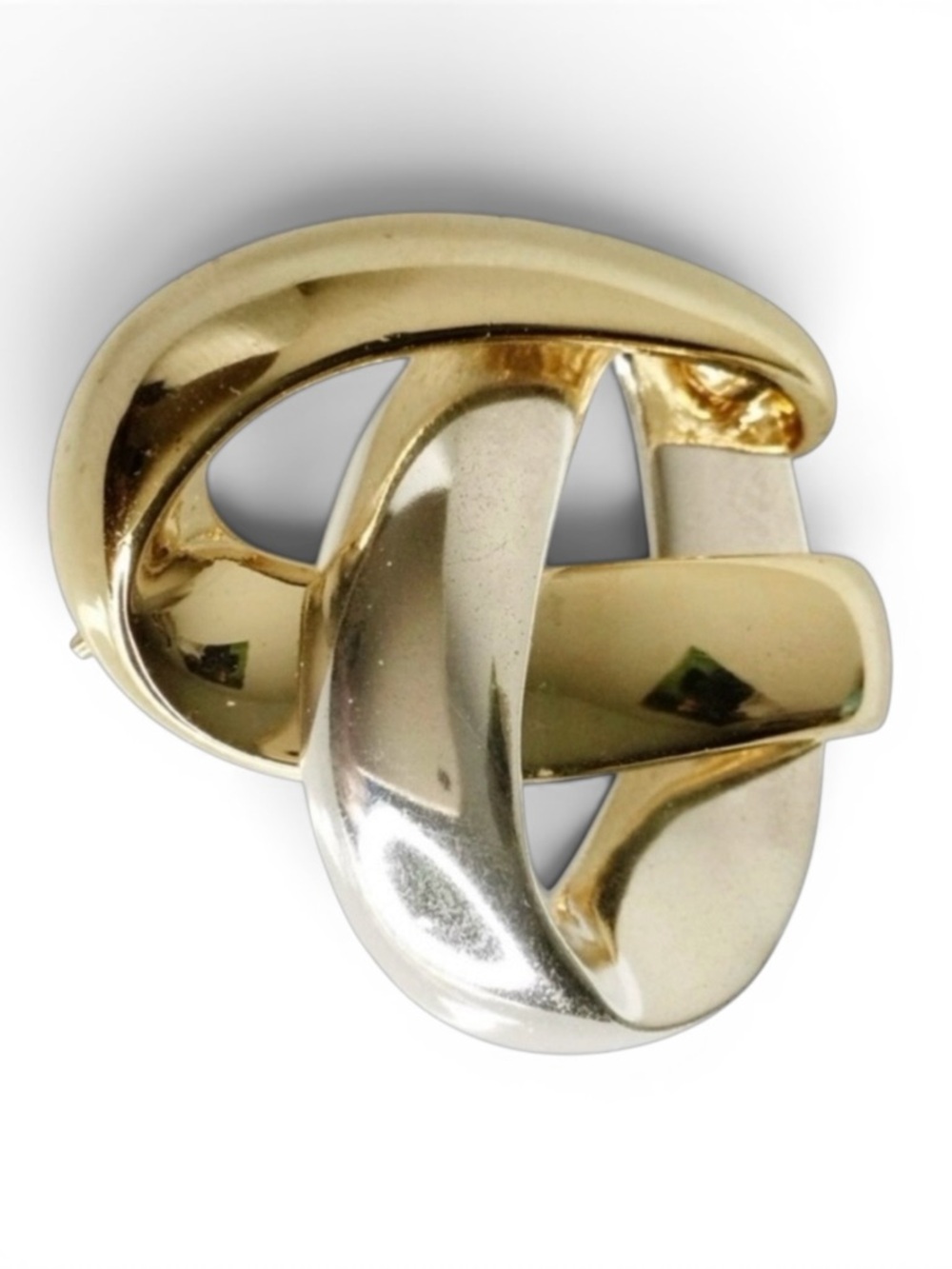 Vintage Two‑Tone Interlocking Heart Brooch – Classic Mid‑Century Style - Picture 6 of 10